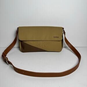 tomtoc Canvas Crossbody Shoulder Messenger Bag Khaki Brown Tablet Travel Case